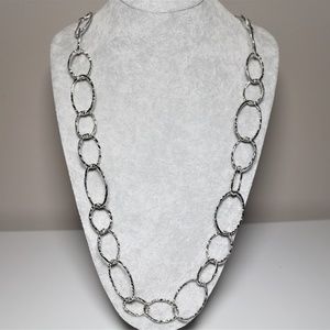 Silver Twisted Rope Chain Link Necklace